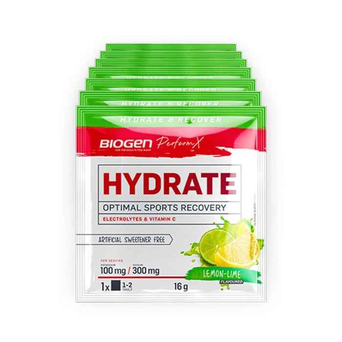 Biogen Hydrate Powder Sachet Lemon Lime - 7 x 16g