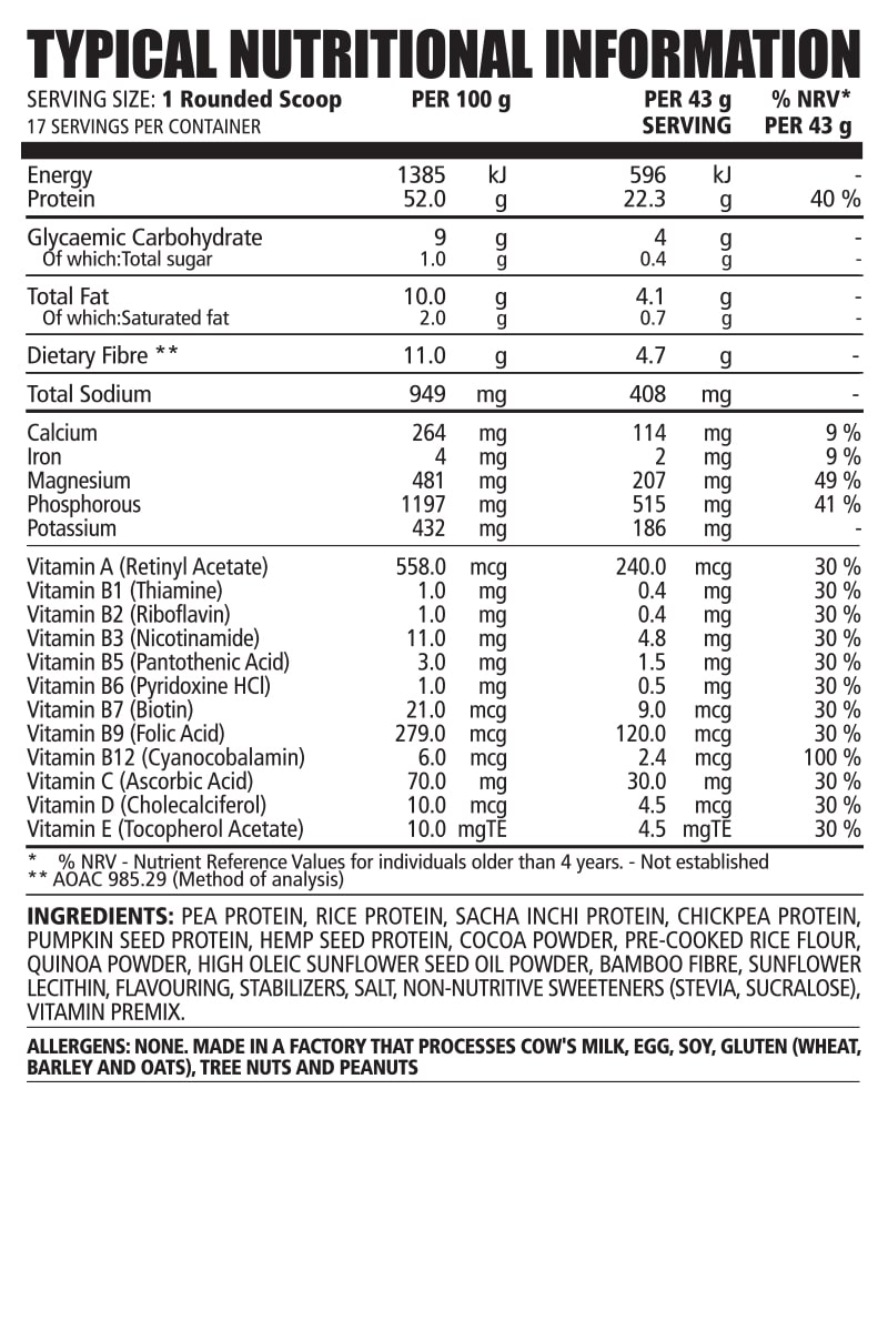 NPL Vegan Protein Chocolate Nutri-Table - 710g